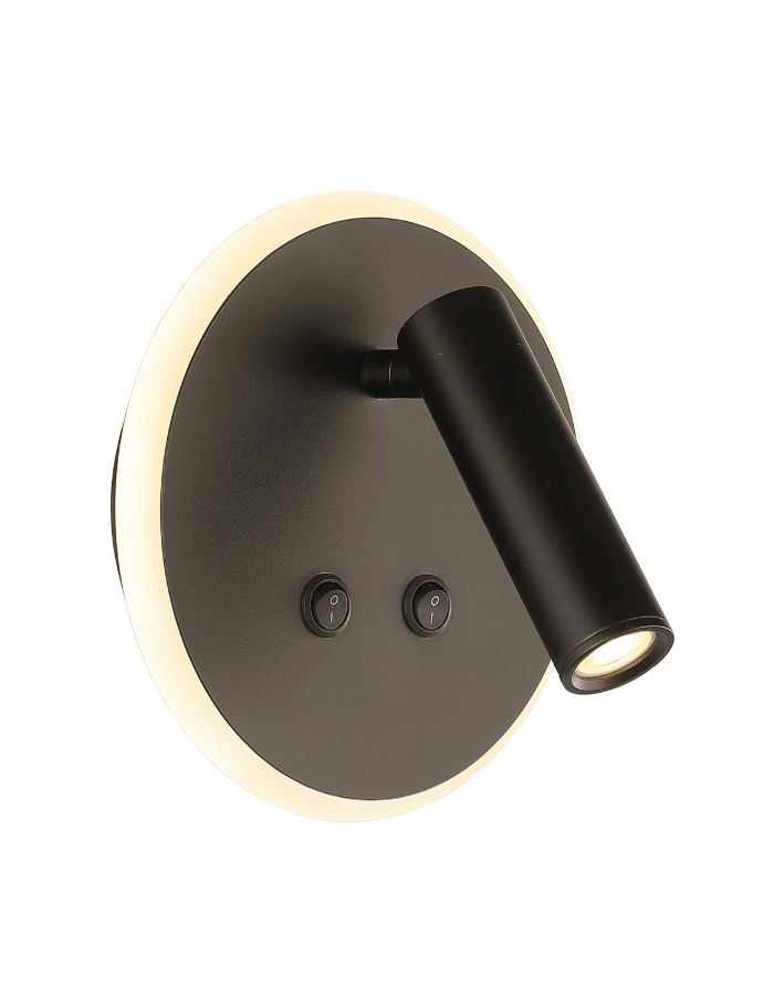 Aplique LED 1 luz 7+3W con interruptor Sagga 16cm negro Markas Iluminacion luz calida